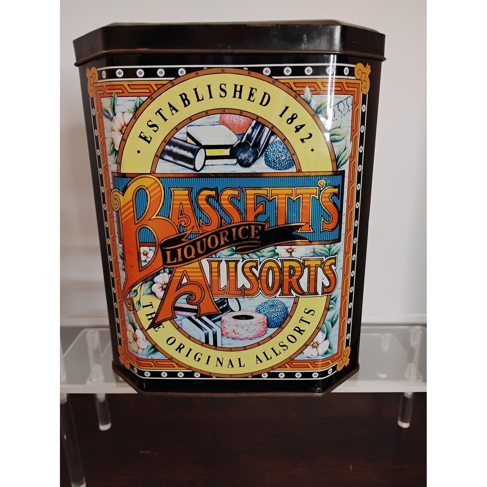 Vintage Bassetts Liquorice Allsorts Candy Tin Trebor Bassett England 26oz 750g